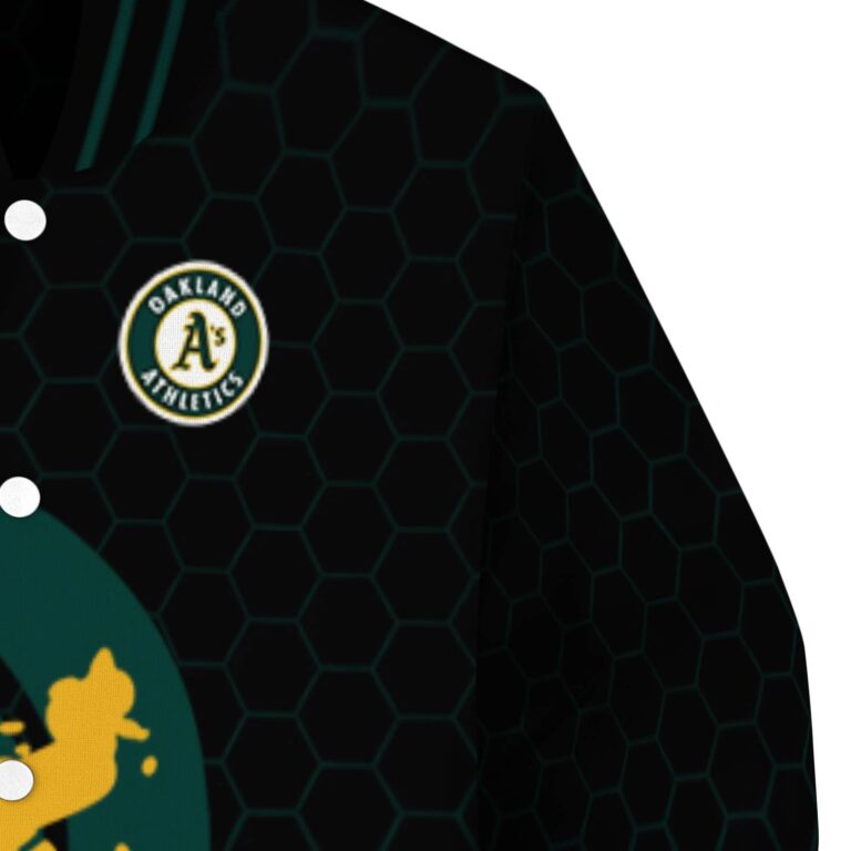 oakland athletics hexagonal pattern green black jacket premium grade