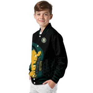 oakland athletics hexagonal pattern green black jacket trendy