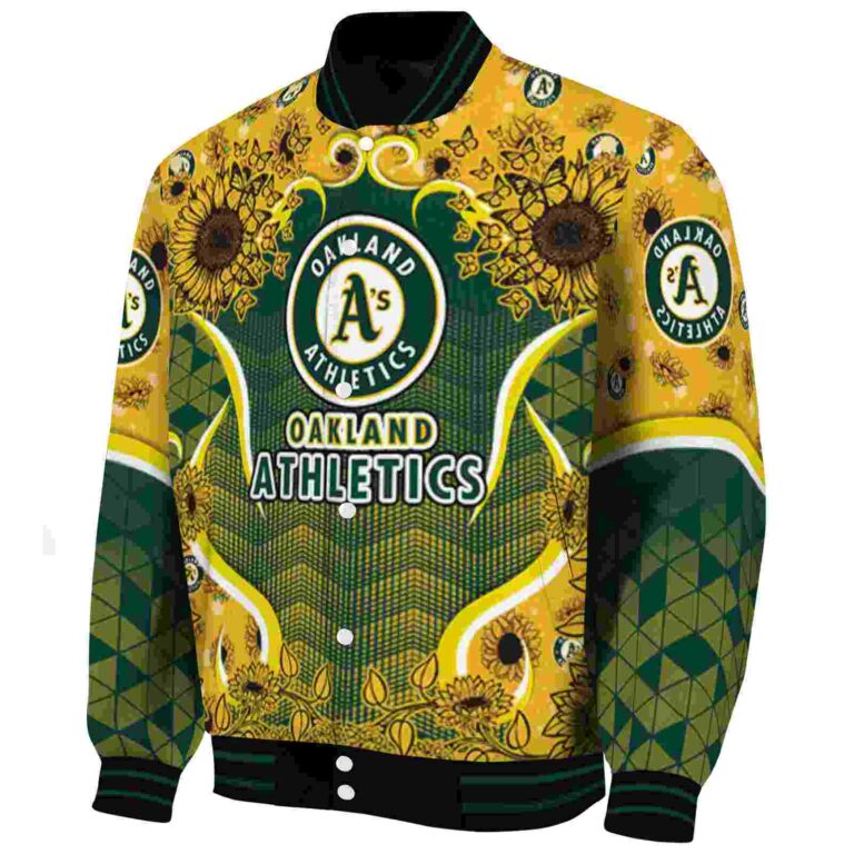 oakland athletics sunflower bloom green yellow jacket best selling
