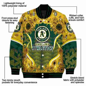oakland athletics sunflower bloom green yellow jacket new arrival