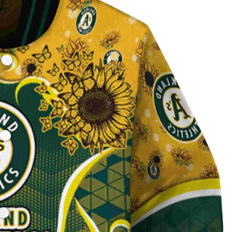 oakland athletics sunflower bloom green yellow jacket premium grade