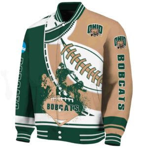 ohio bobcats baseball stitching tan white jacket best selling