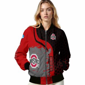 ohio state buckeyes hexagonal pattern scarlet black jacket latest model