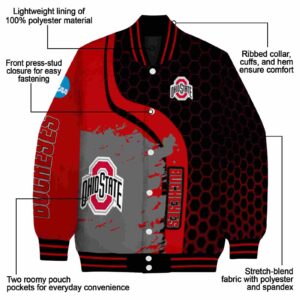 ohio state buckeyes hexagonal pattern scarlet black jacket new arrival