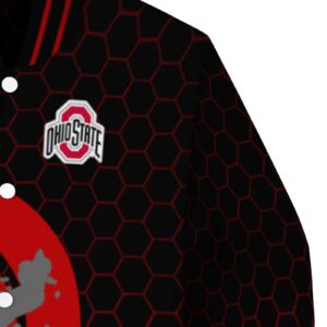 ohio state buckeyes hexagonal pattern scarlet black jacket premium grade
