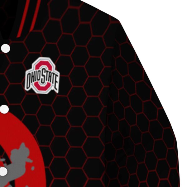 ohio state buckeyes hexagonal pattern scarlet black jacket premium grade