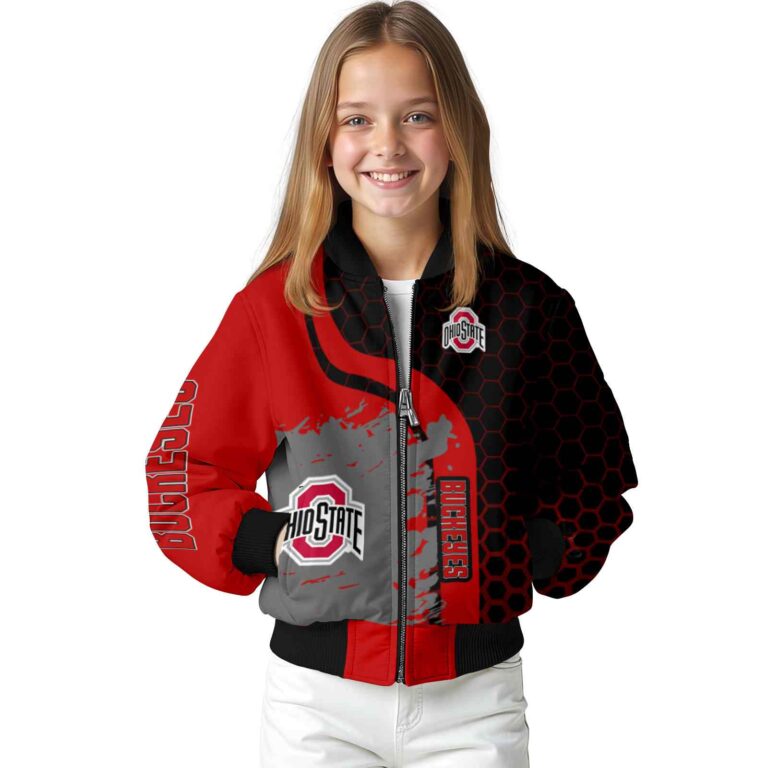 ohio state buckeyes hexagonal pattern scarlet black jacket top rated