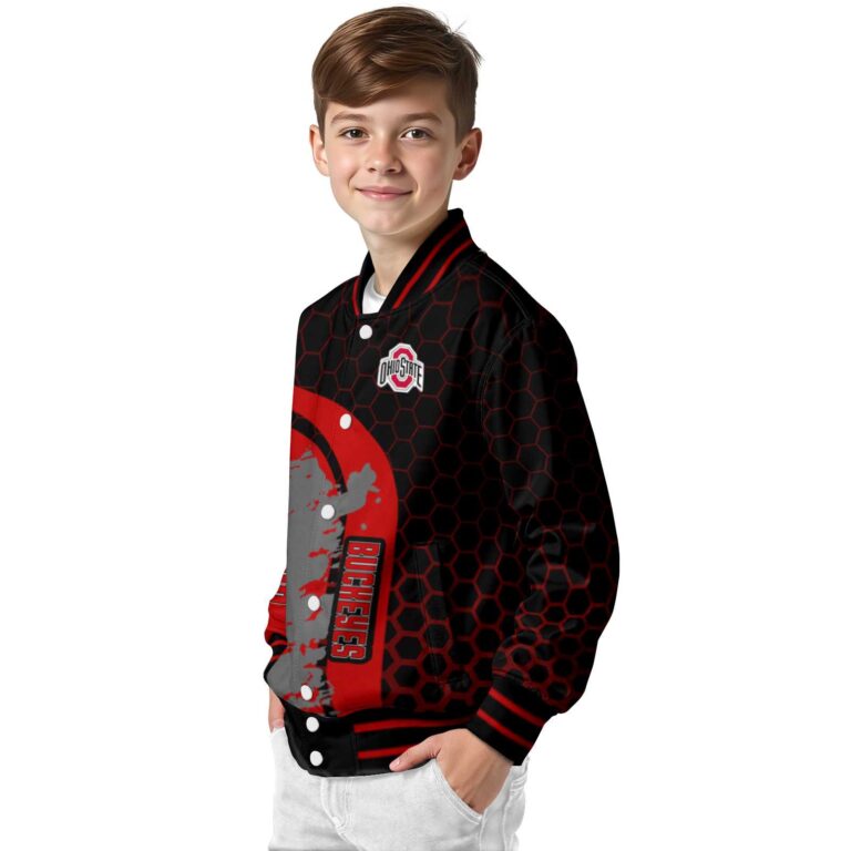 ohio state buckeyes hexagonal pattern scarlet black jacket trendy