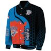 oklahoma city thunder hexagonal pattern blue black jacket best selling