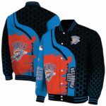 oklahoma city thunder hexagonal pattern blue black jacket best selling