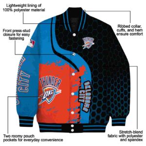 oklahoma city thunder hexagonal pattern blue black jacket new arrival