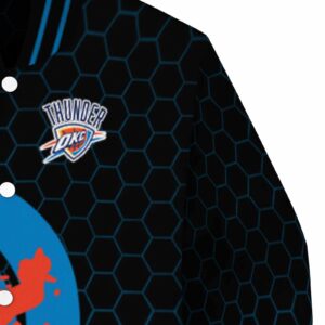 oklahoma city thunder hexagonal pattern blue black jacket premium grade