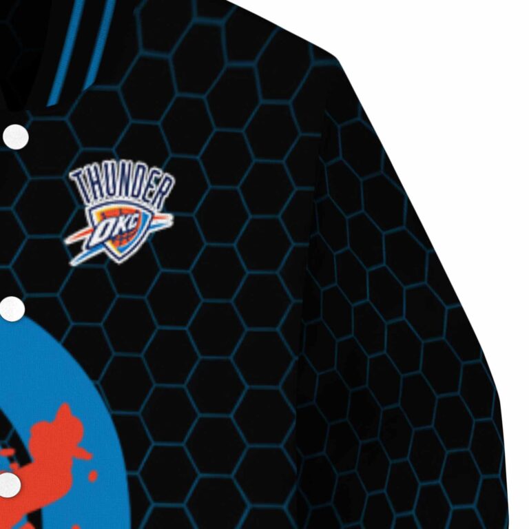 oklahoma city thunder hexagonal pattern blue black jacket premium grade