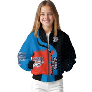 oklahoma city thunder hexagonal pattern blue black jacket top rated