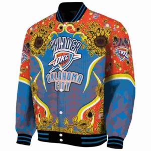 oklahoma city thunder sunflower bloom blue yellow jacket best selling