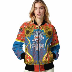 oklahoma city thunder sunflower bloom blue yellow jacket latest model