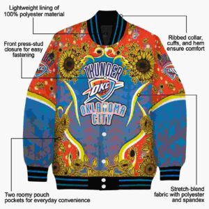 oklahoma city thunder sunflower bloom blue yellow jacket new arrival