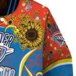 oklahoma city thunder sunflower bloom blue yellow jacket best selling