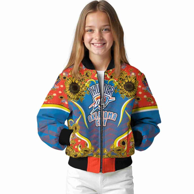 oklahoma city thunder sunflower bloom blue yellow jacket top rated