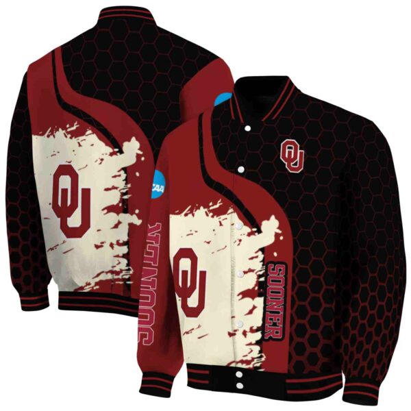 oklahoma sooners hexagonal pattern crimson black jacket fashion forward
