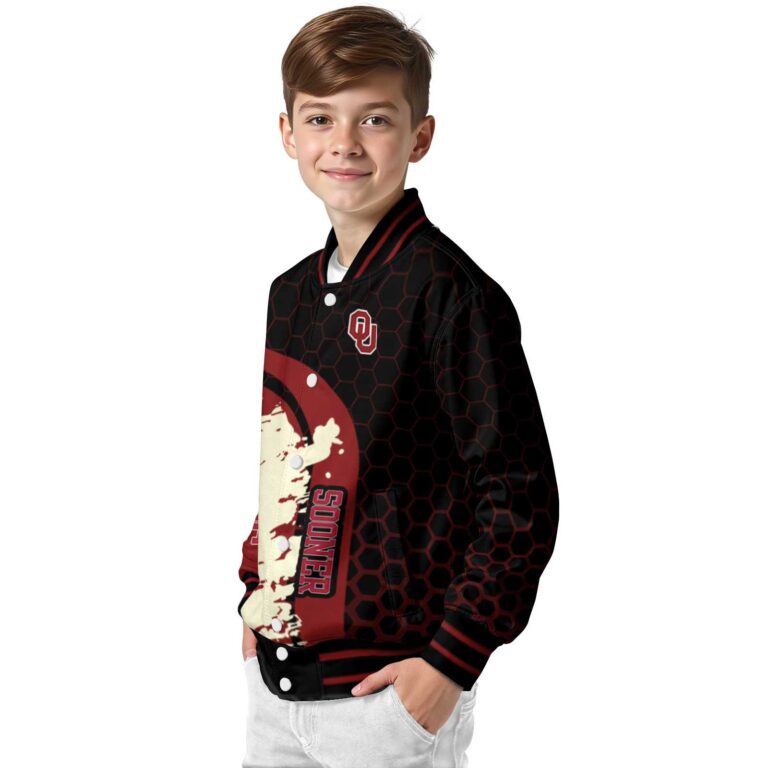 oklahoma sooners hexagonal pattern crimson black jacket trendy