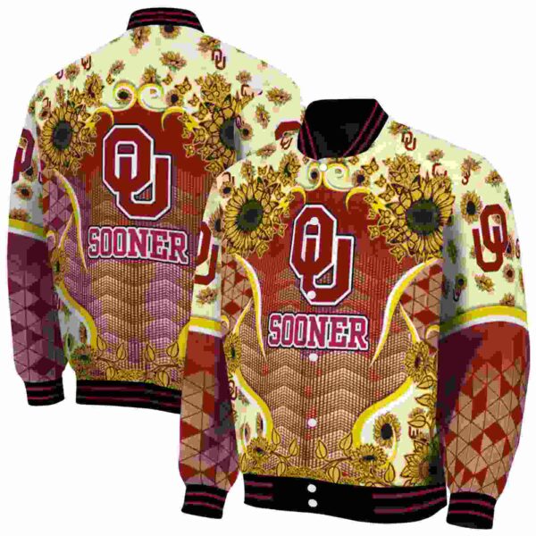 oklahoma sooners sunflower bloom crimson yellow jacket fashion forward