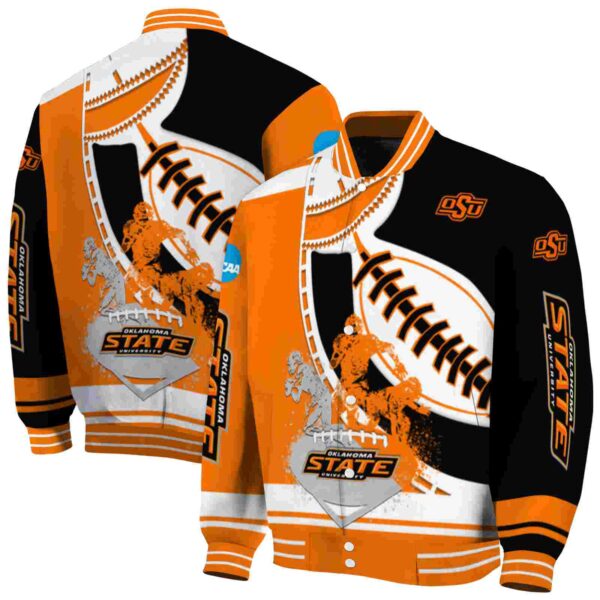 oklahoma state cowboys baseball stitching black white jacket fashion forward