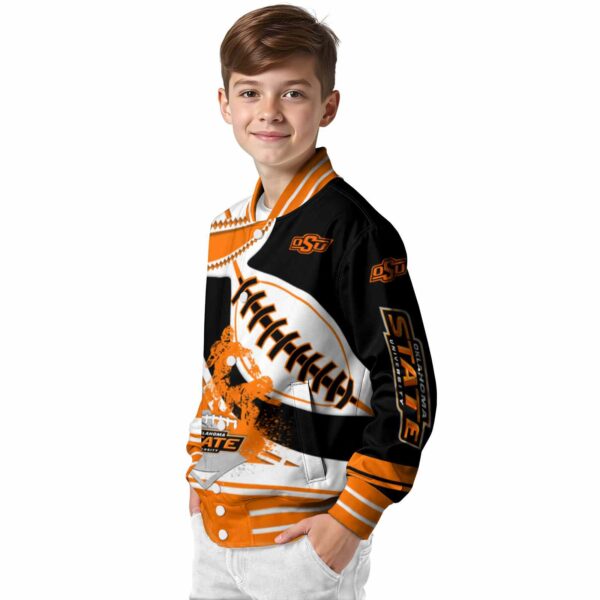 oklahoma state cowboys baseball stitching black white jacket trendy