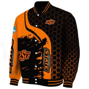 oklahoma state cowboys hexagonal pattern orange black jacket best selling