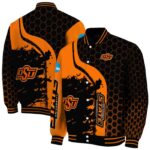 oklahoma state cowboys hexagonal pattern orange black jacket best selling