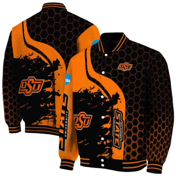 oklahoma state cowboys hexagonal pattern orange black jacket fashion forward