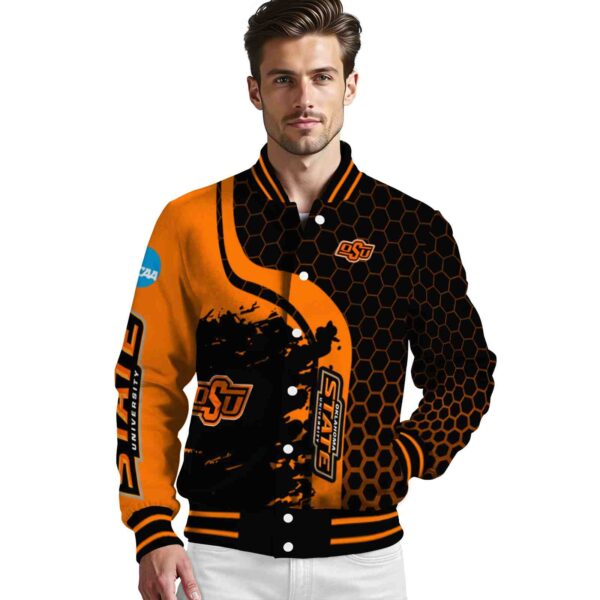 oklahoma state cowboys hexagonal pattern orange black jacket high quality