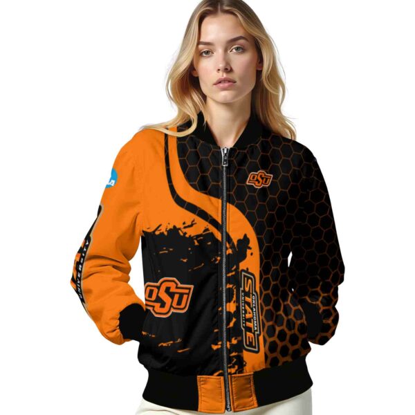 oklahoma state cowboys hexagonal pattern orange black jacket latest model