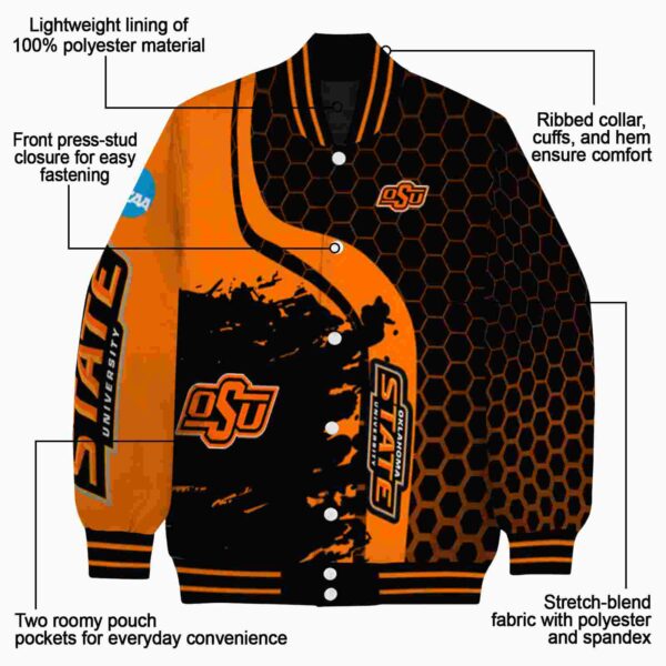 oklahoma state cowboys hexagonal pattern orange black jacket new arrival