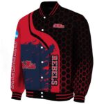 ole miss rebels hexagonal pattern red black jacket best selling