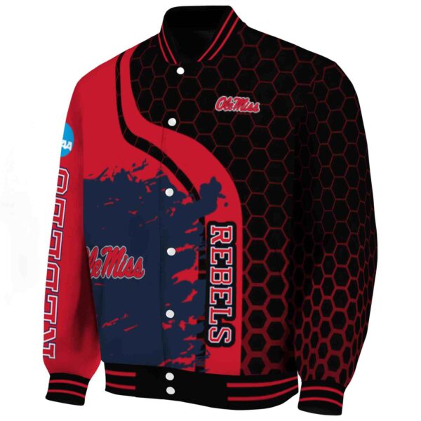 ole miss rebels hexagonal pattern red black jacket best selling