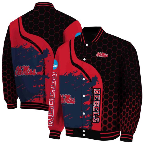 ole miss rebels hexagonal pattern red black jacket fashion forward