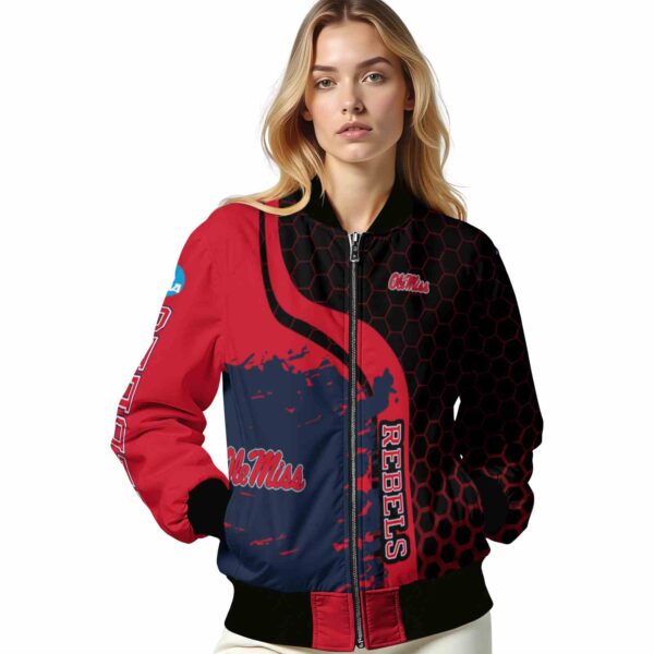 ole miss rebels hexagonal pattern red black jacket latest model