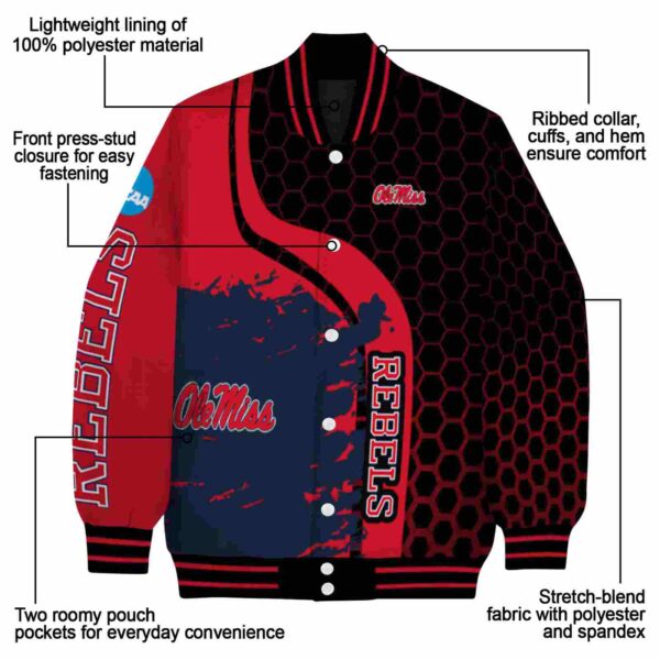 ole miss rebels hexagonal pattern red black jacket new arrival