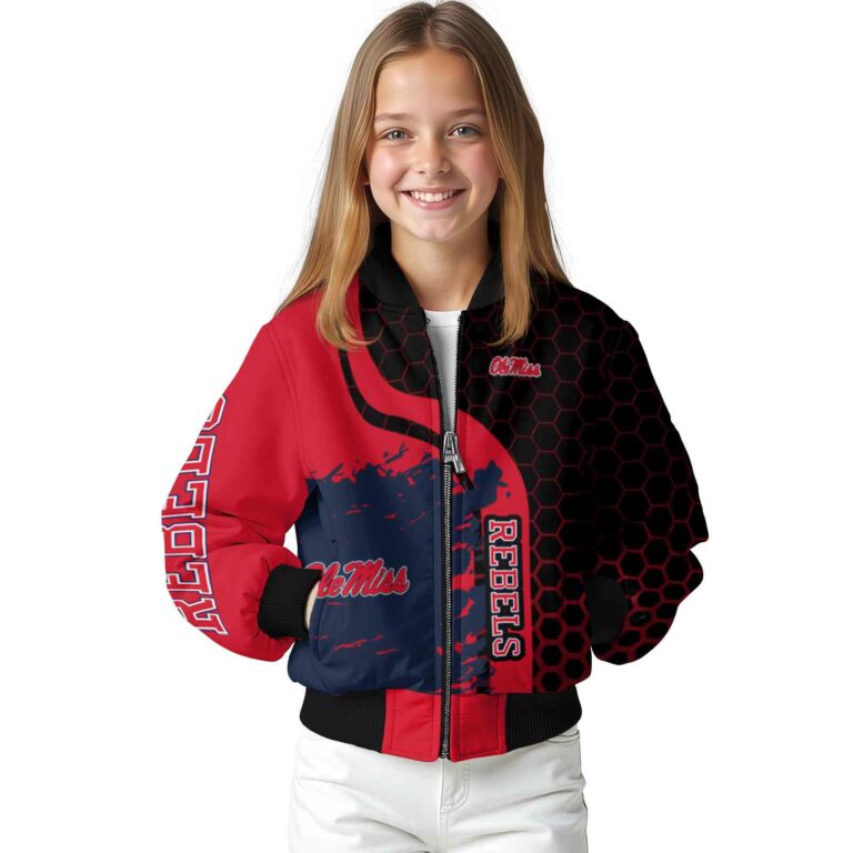 ole miss rebels hexagonal pattern red black jacket top rated