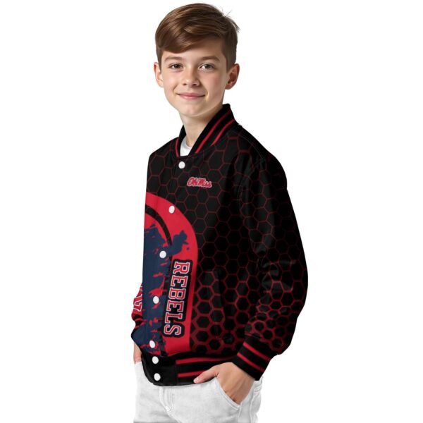 ole miss rebels hexagonal pattern red black jacket trendy