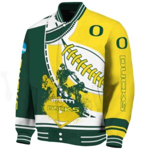 oregon ducks baseball stitching yellow white jacket best selling