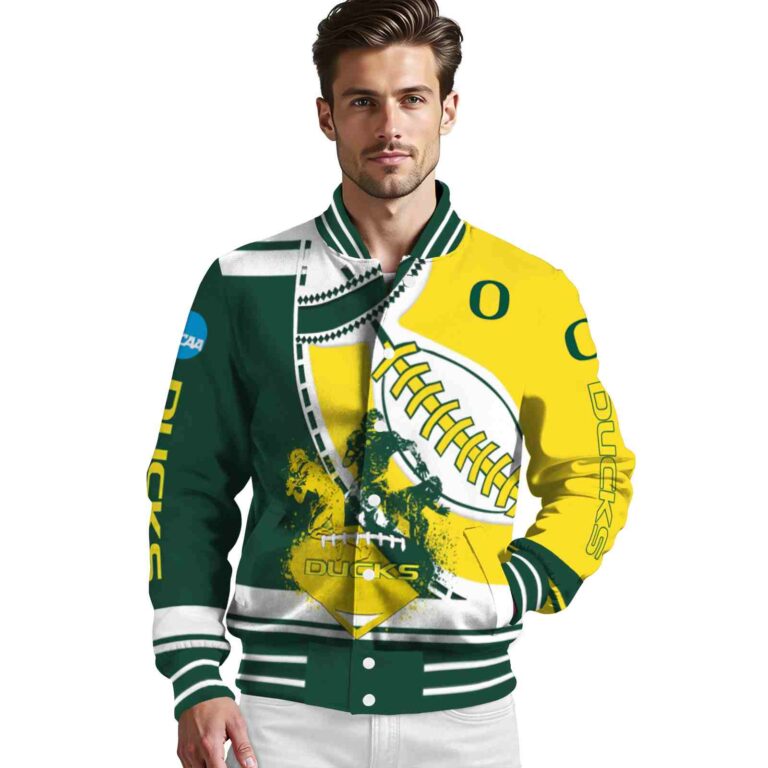 oregon ducks baseball stitching yellow white jacket high quality