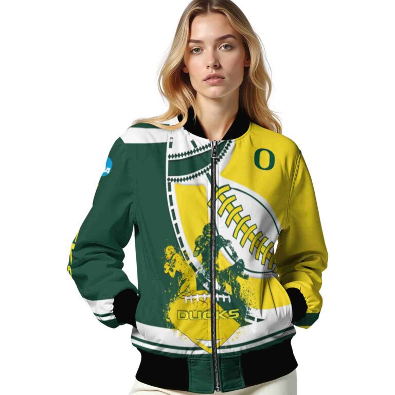 oregon ducks baseball stitching yellow white jacket latest model