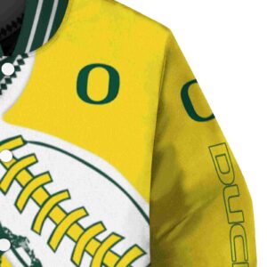 oregon ducks baseball stitching yellow white jacket premium grade