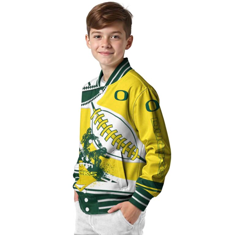 oregon ducks baseball stitching yellow white jacket trendy