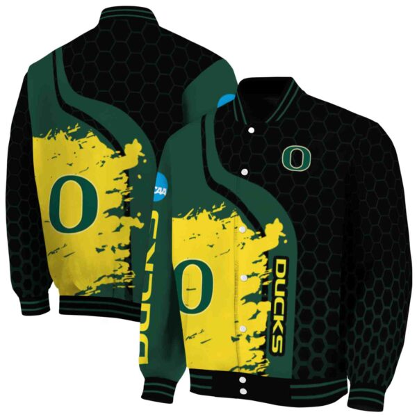oregon ducks hexagonal pattern green black jacket fashion forward