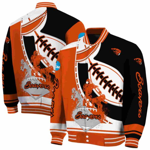 oregon state beavers baseball stitching black white jacket fashion forward