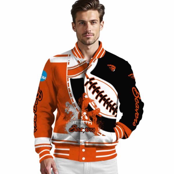 oregon state beavers baseball stitching black white jacket high quality