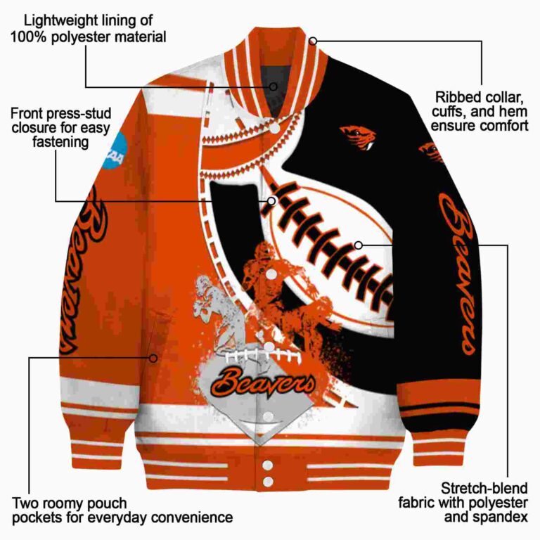 oregon state beavers baseball stitching black white jacket new arrival